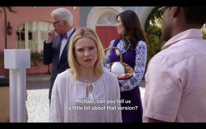 Illustration for article titled The Good Place, annotated: “The Worst Possible Use Of Free Will”